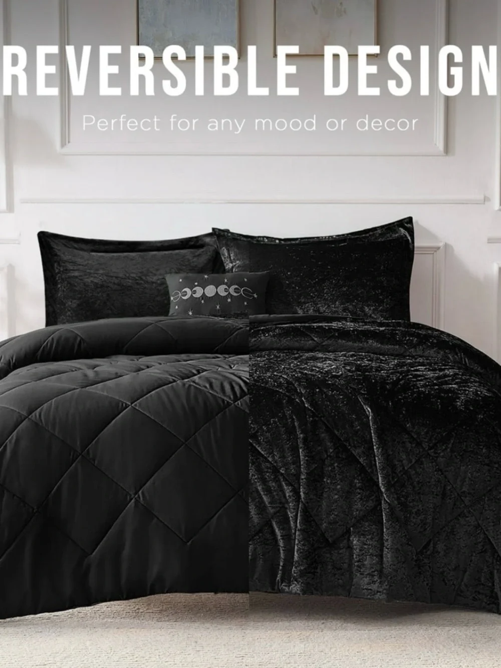 Black Velvet Comforter Set - King